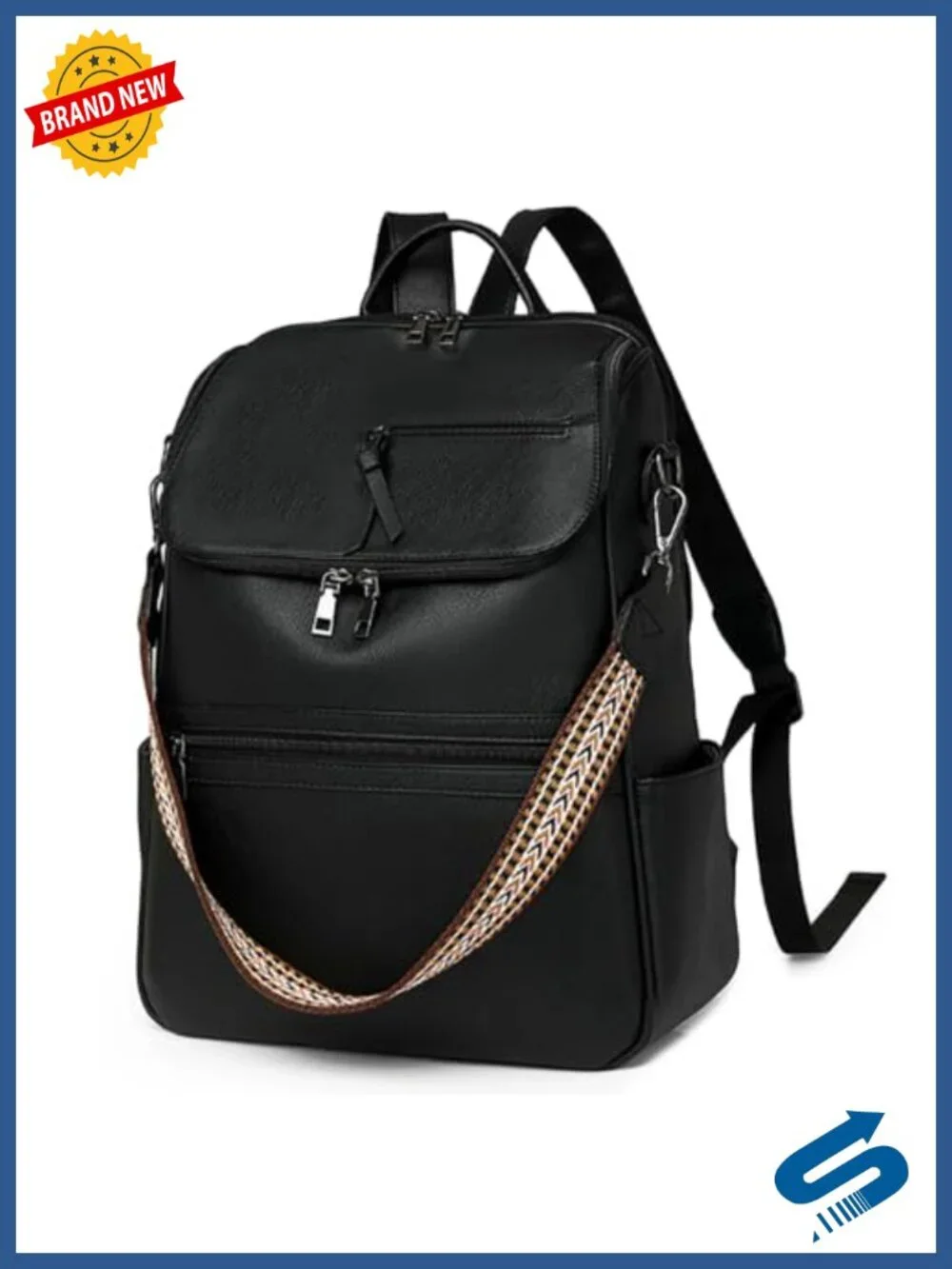 Faux Leather Anti-theft Travel Backpack 15.6 inch Laptop Daypack Adjustable